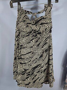 Tropical Escape Skirted One Piece Swimsuit Halter with Tie Top (QQ-09)